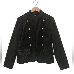Mossimo Black Velvet Military Gothic Steampunk Gold Button Jacket Size L